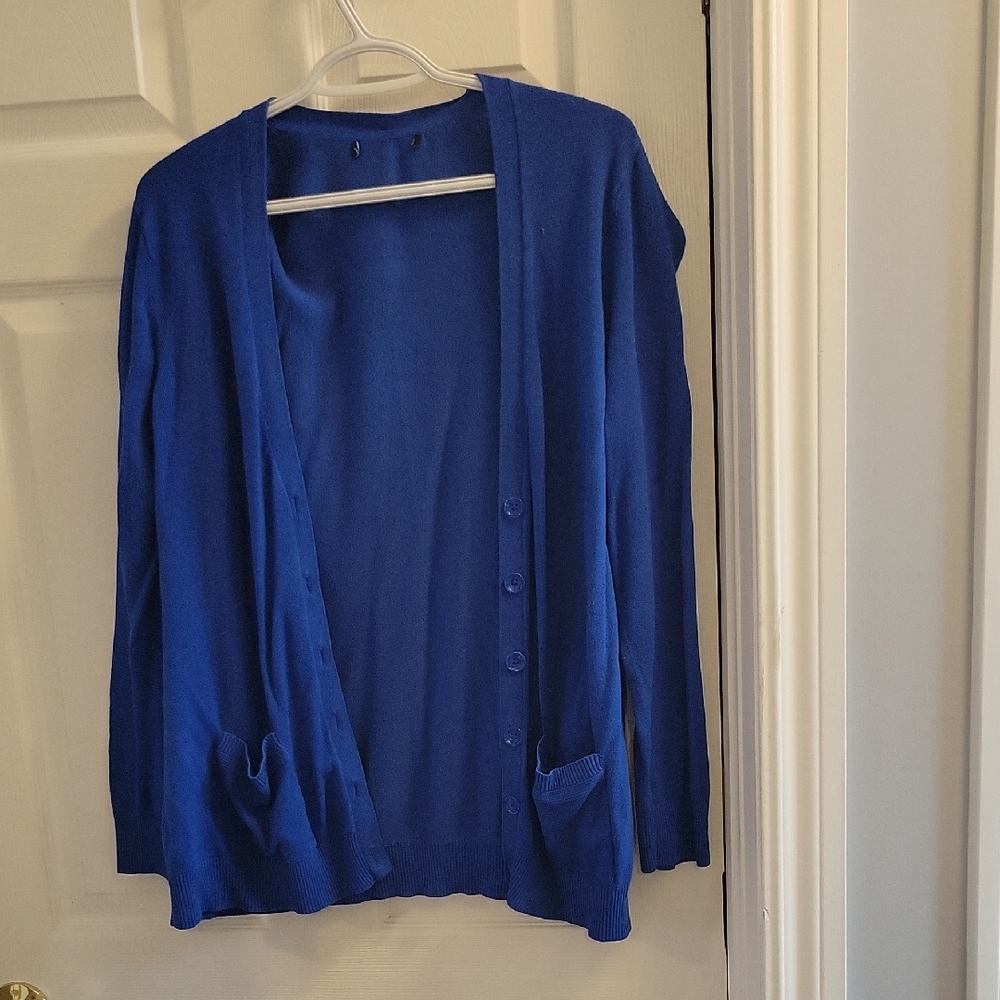 Vibrant Blue Open-Front Cardigan Sweater